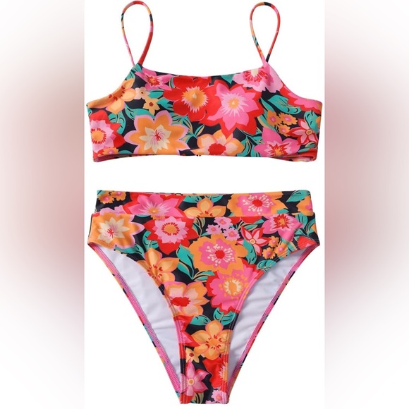 MOSHENGQI Women High Wasited Swimsuit Shoulder Strap 2 Piece High Cut String - Picture 2 of 7